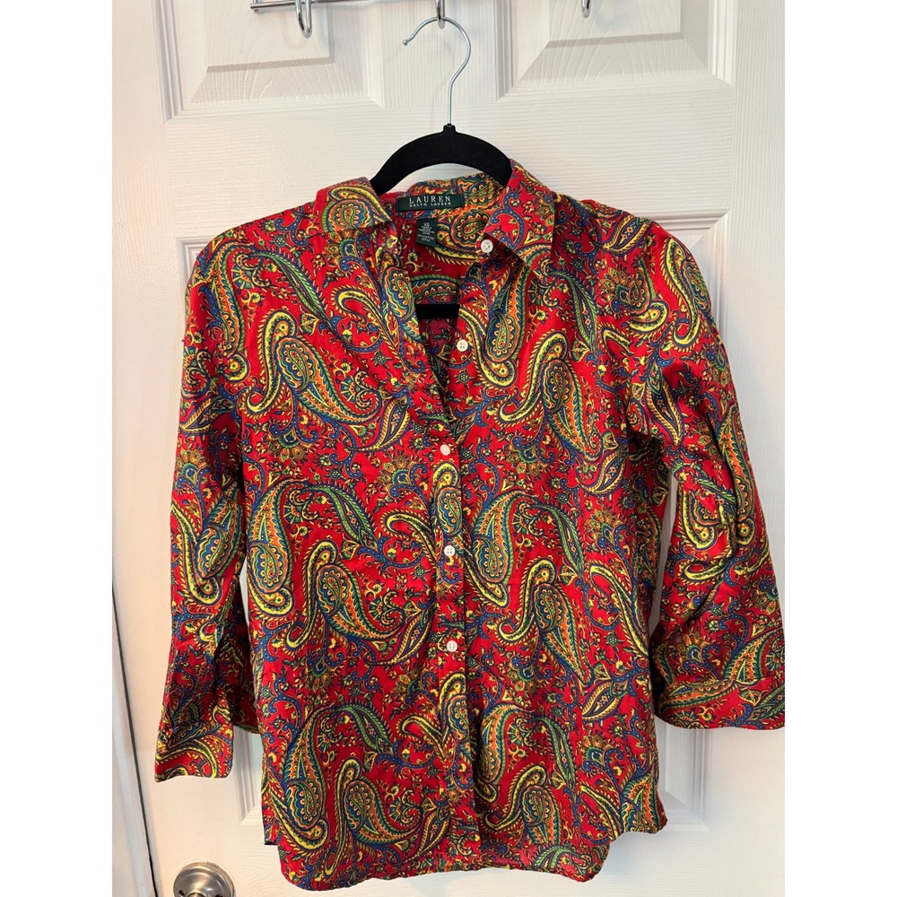 Lauren Ralph Lauren Paisley Print Shirt, 3/4 sleeve